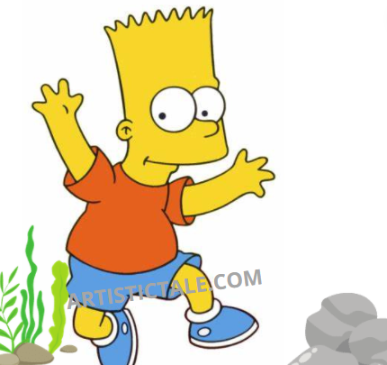 Cartoon Characters Having Big Heads-Bart Simpson