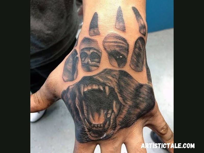 Bear Paw Tattoo On Hand