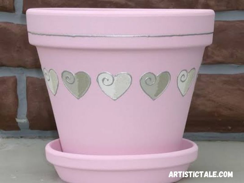 Valentine heart pot painting