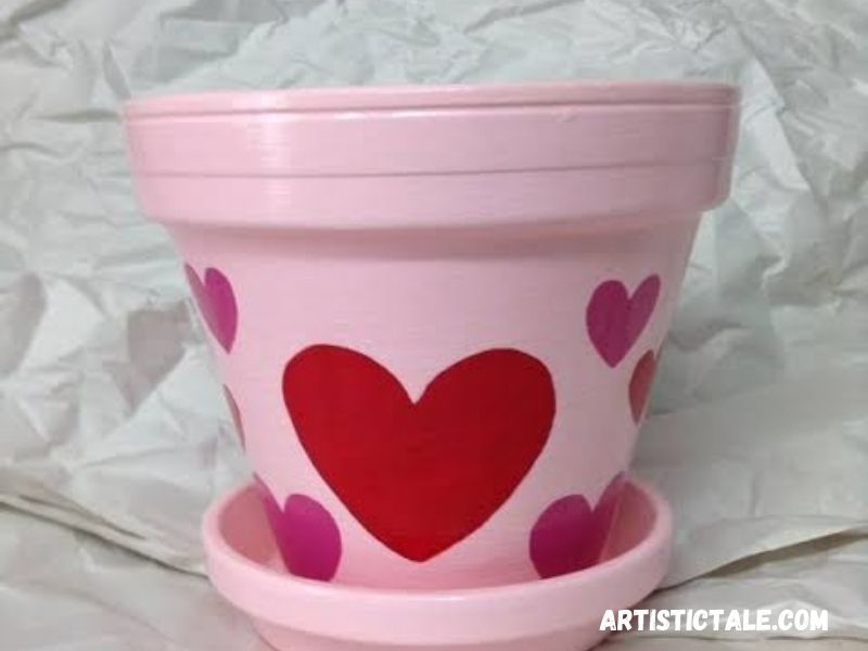 Valentine heart pot painting