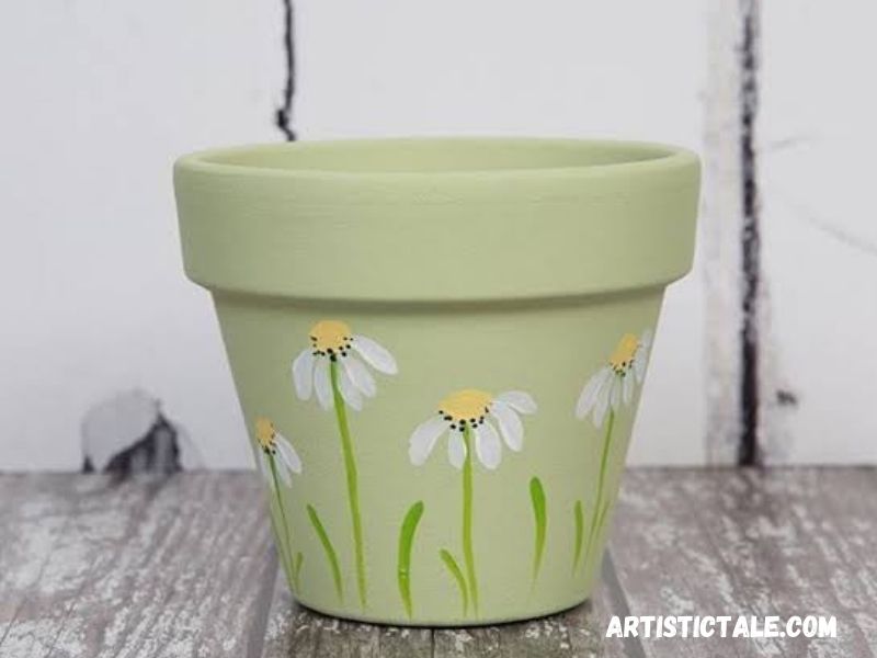 Daisy flower pot painting