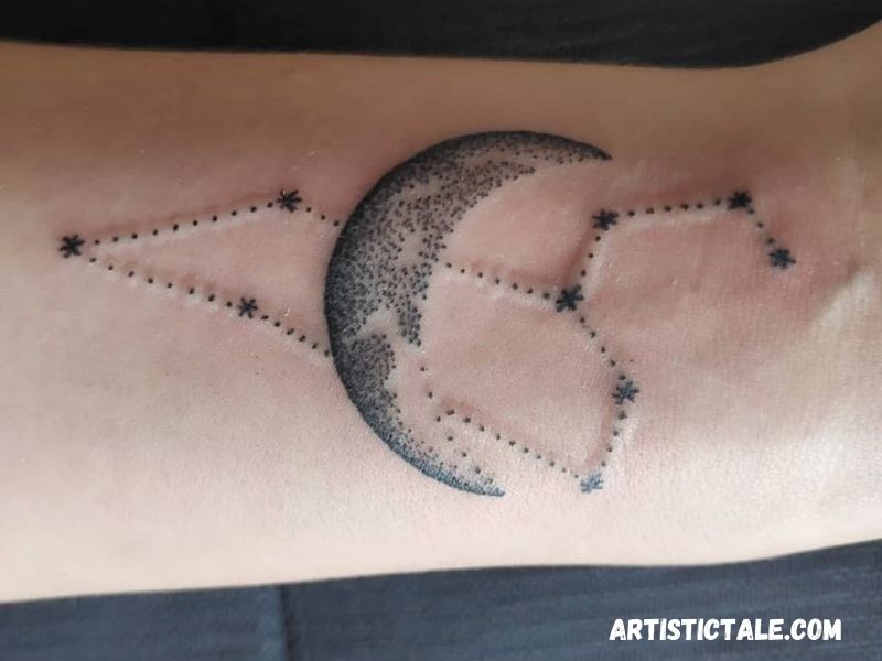 Leo Constellation Moon Tattoo