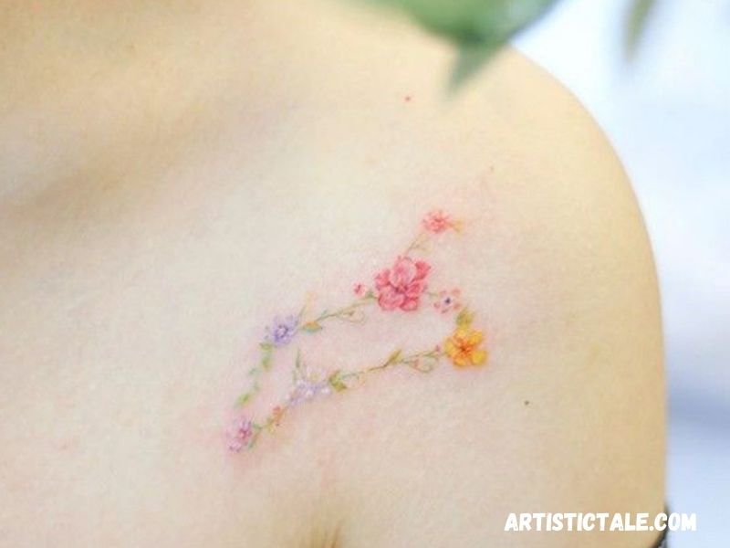 Leo Constellation Tattoo With Flowers