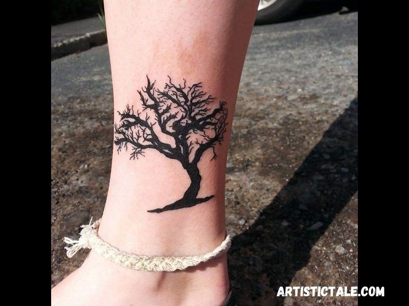 Oak Tree Ankle Tattoo