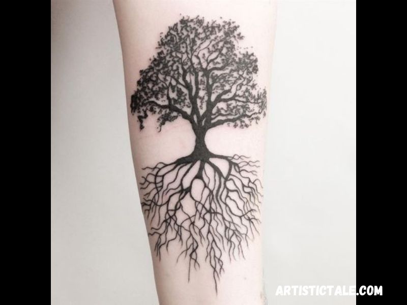 Oak Tree Tattoo With Roots