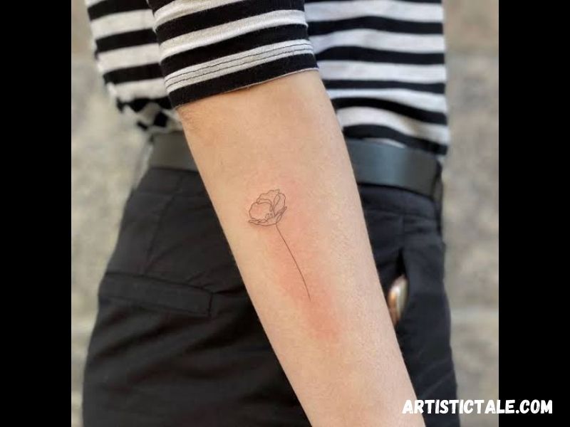 One-Line Poppy Tattoo
