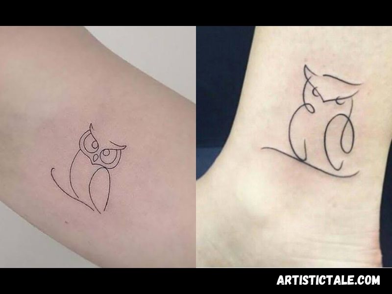Single-Line Owl Tattoo