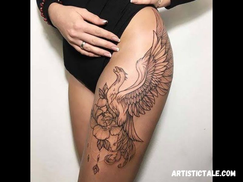 Phoenix Thigh Tattoo