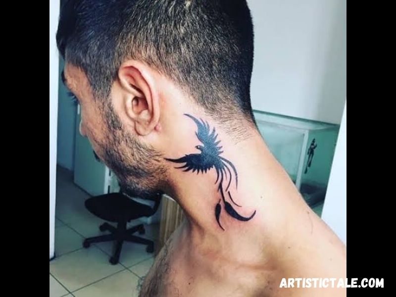 Phoenix Neck Tattoo