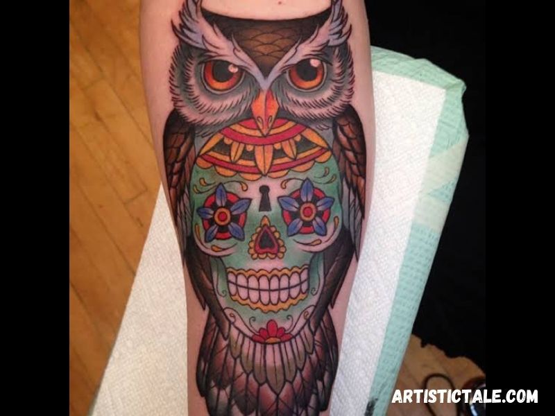 Owl Sugar Skull Tattoo