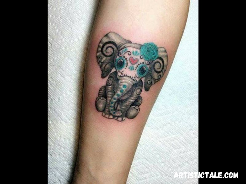 Sugar Skull Elephant Tattoo