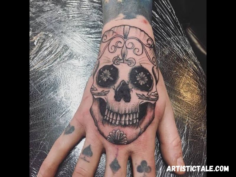 Sugar Skull Hand Tattoo