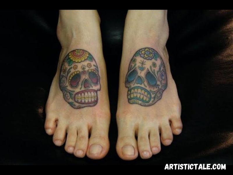 Sugar Skull Foot Tattoo