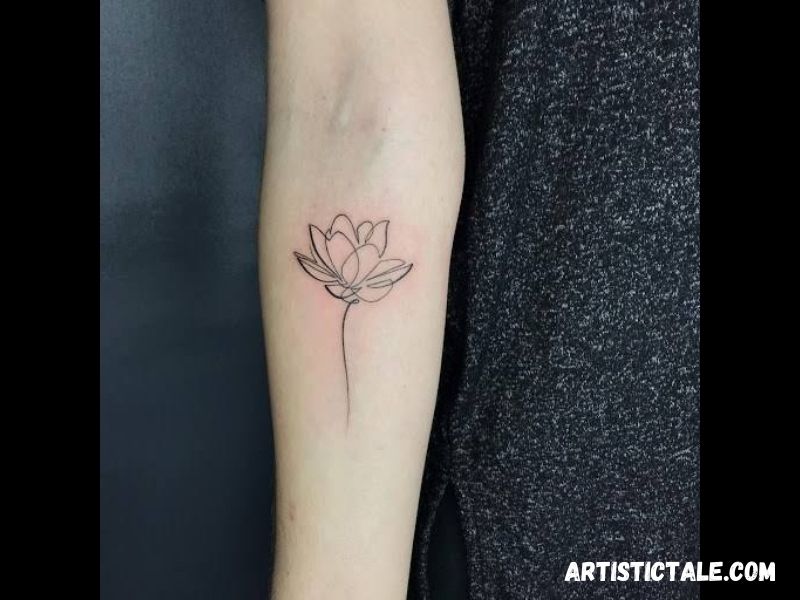 Single-Line Lotus Tattoo