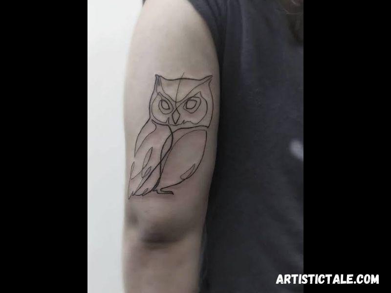 Single-Line Owl Tattoo
