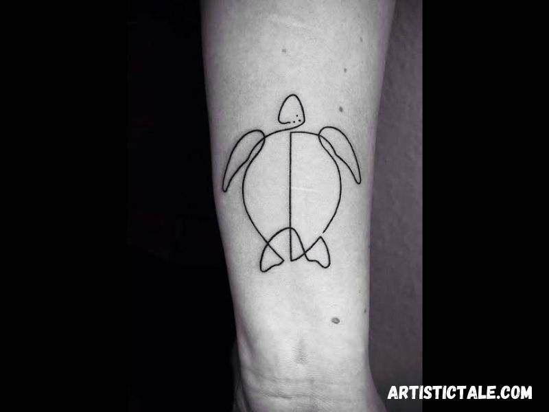 One-Line Sea Turtle Tattoo