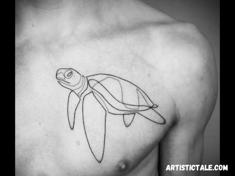 One-Line Sea Turtle Tattoo
