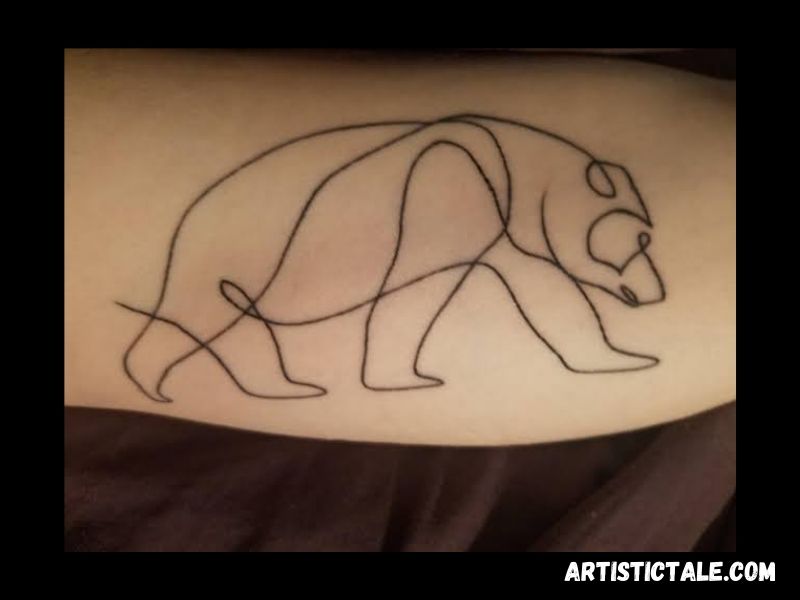 Single-Line Bear Tattoo