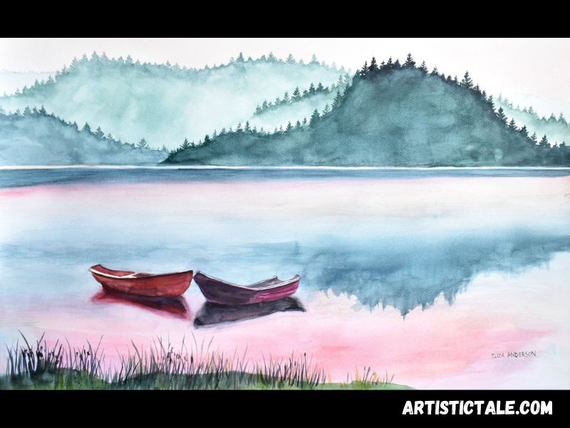 Lake Watercolor Painting