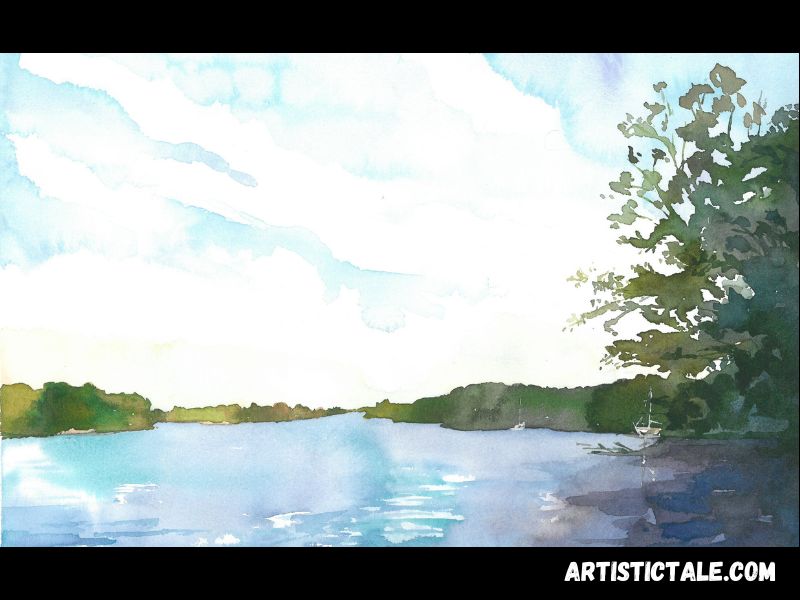 Lake Watercolor Painting