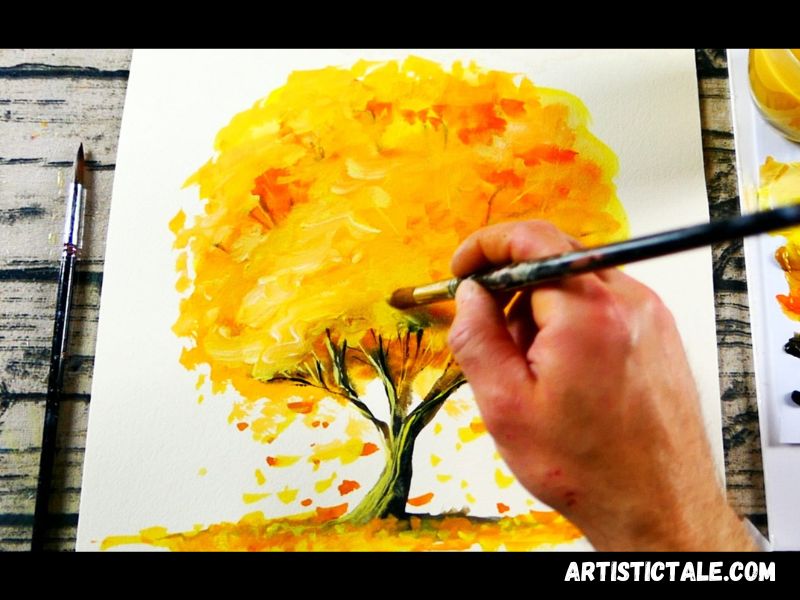 Autumn Tree Watercolor Painting